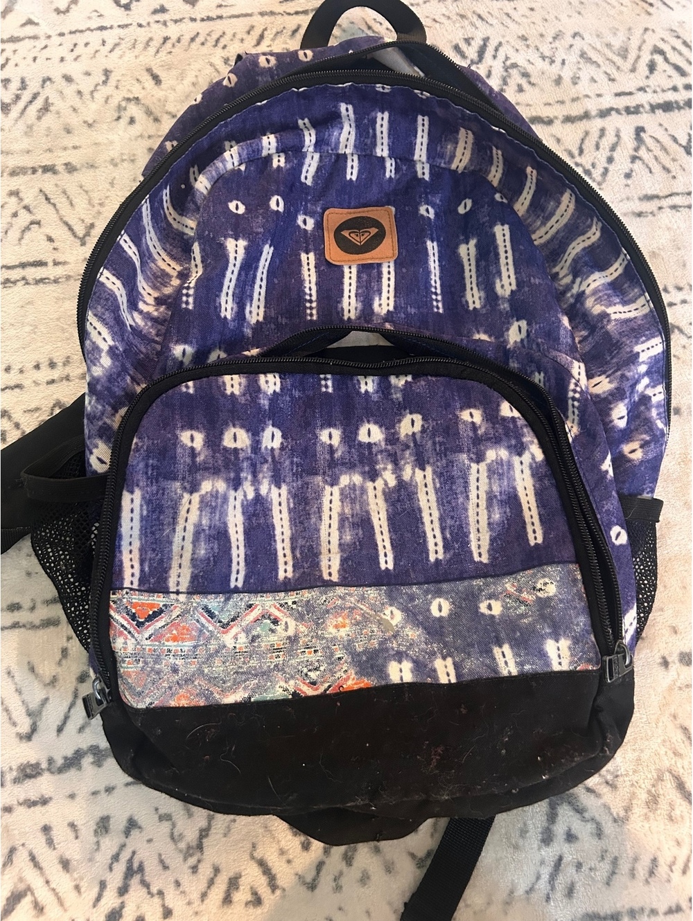 Roxy Purple Patterned Backpack with Front Pocket
